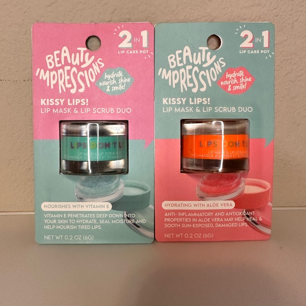 Beauty Impressions Kissy Lips 2-in-1 Lip Mask & Scrub Duo - Mint & Orange